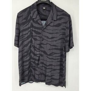 Paige Men's Short Sleeve Button Up Shirt‎ Size Large Black Gray Animal Stripes